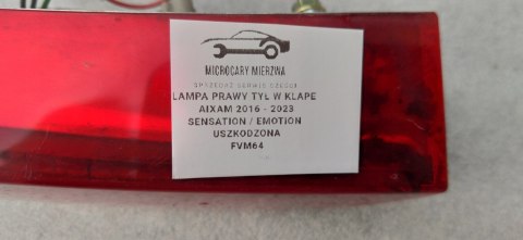 Lampa parawa tył w klape AIXAM City Crossline Coupe 2016-2023 USZKODZONA